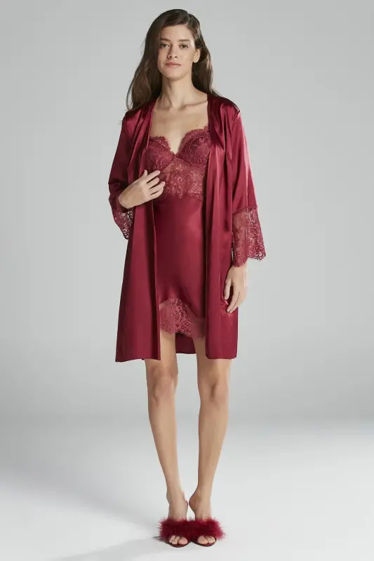 Satin Nightgown Robe Pajama Set Shorts Set 6-piece Bridal Dowry Set - 6015 - 6