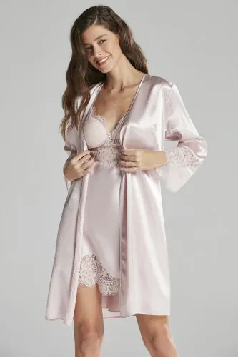 Satin Nightgown Robe Pajama Set Shorts Set 6-Piece Bridal Dowry Set - 6015 - PIERRE CARDIN (1)