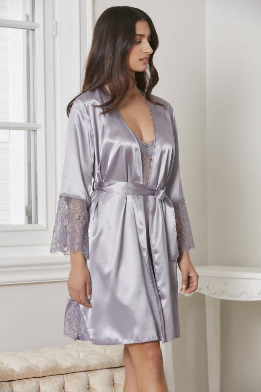 Satin Nightgown Robe Pajama Set Shorts Set 6-Piece Bridal Dowry Set - 6015 - 2