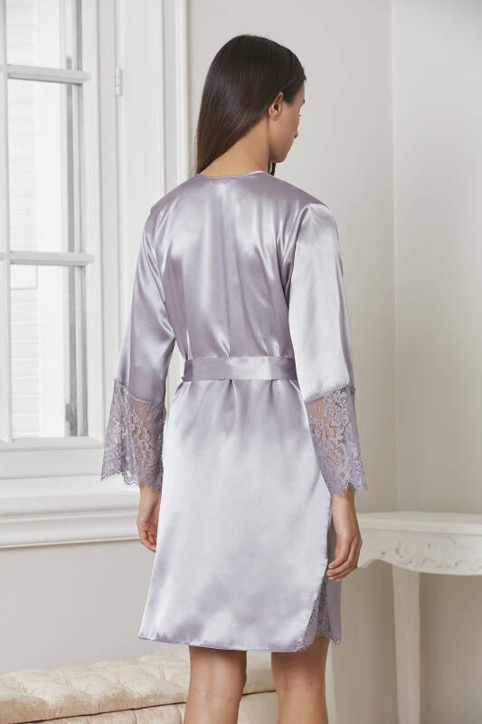 Satin Nightgown Robe Pajama Set Shorts Set 6-Piece Bridal Dowry Set - 6015 - 3