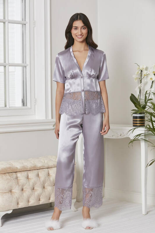 Satin Nightgown Robe Pajama Set Shorts Set 6-Piece Bridal Dowry Set - 6015 - 7