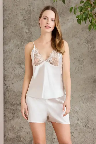 Satin Nightgown Robe Pajama Set Shorts Set 6-Piece Bridal Dowry Set - 6040 - 2