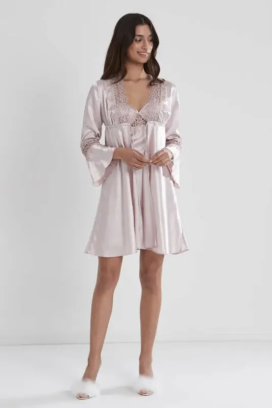 Satin Nightgown Robe Pajama Set Shorts Set 6-Piece Bridal Dowry Set - 6325 - 1