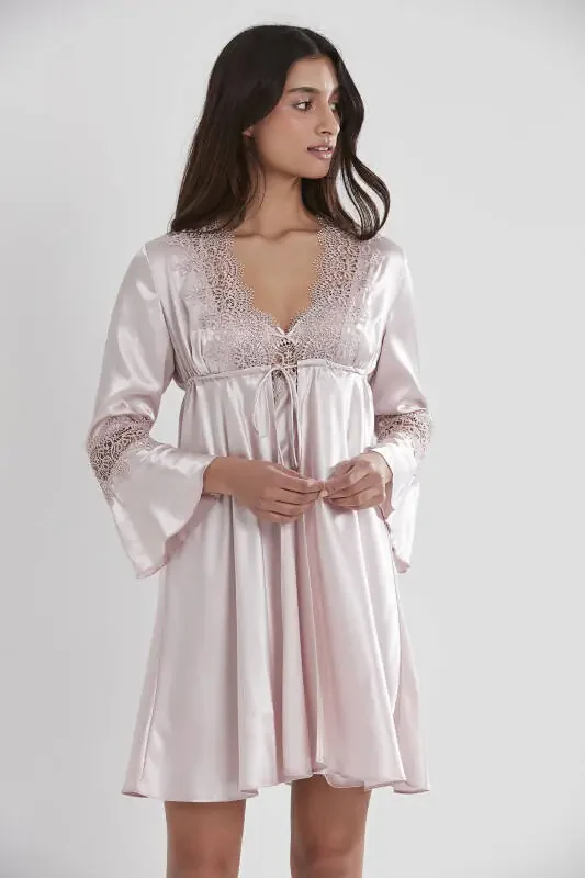 Satin Nightgown Robe Pajama Set Shorts Set 6-Piece Bridal Dowry Set - 6325 - 2