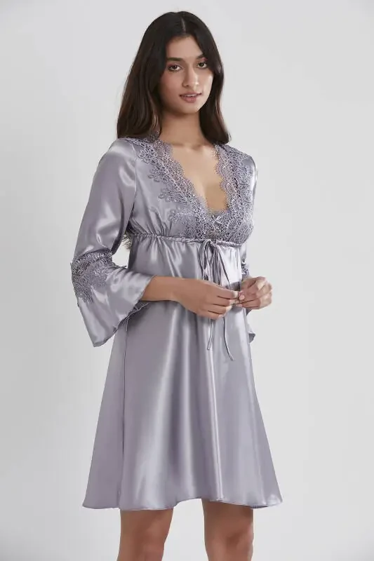 Satin Nightgown Robe Pajama Set Shorts Set 6-Piece Bridal Dowry Set - 6325 - 2