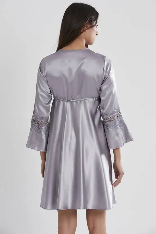 Satin Nightgown Robe Pajama Set Shorts Set 6-Piece Bridal Dowry Set - 6325 - 4