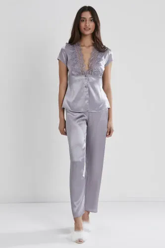 Satin Nightgown Robe Pajama Set Shorts Set 6-Piece Bridal Dowry Set - 6325 - 6