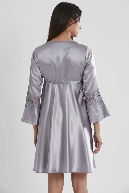 Satin Nightgown Robe Pajama Set Shorts Set 6-Piece Bridal Dowry Set - 6325 - 3