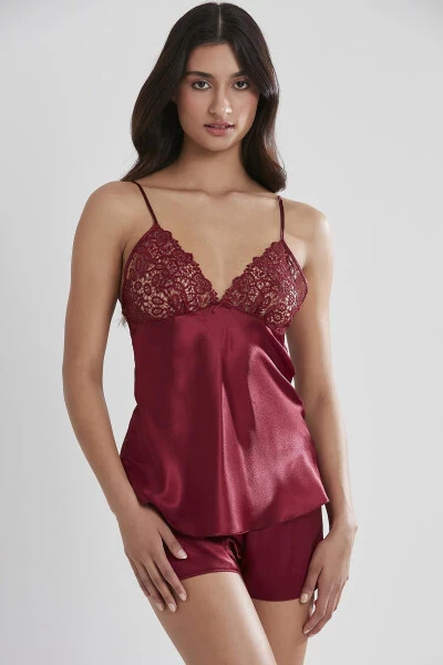 Satin Nightgown Robe Pajama Set Shorts Set 6-piece Bridal Dowry Set - 6955 - 3