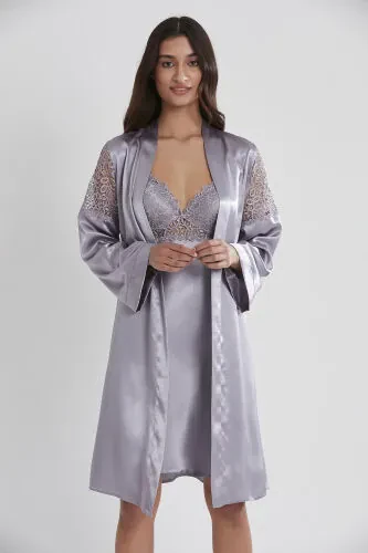 Satin Nightgown Robe Pajama Set Shorts Set 6-piece Bridal Dowry Set - 6955 - 3