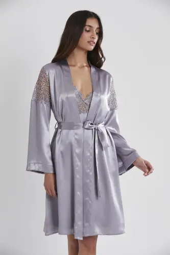Satin Nightgown Robe Pajama Set Shorts Set 6-piece Bridal Dowry Set - 6955 - 1