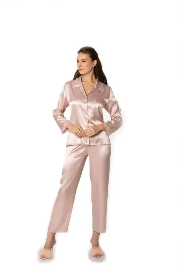 Satin Nightgown Robe Pajama Set Shorts Set 6-Piece Bridal Dowry Set - 6960 - 5