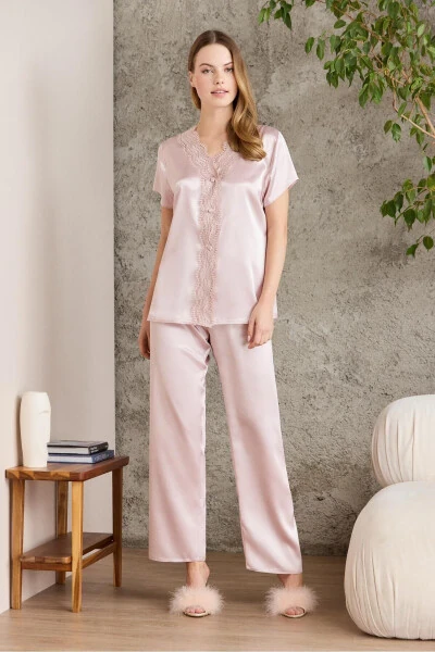 Satin Nightgown Robe Pajama Set Shorts Set 6-piece Bridal Trousseau Set - 6010 - 5