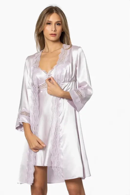 Satin Nightgown Robe Pajama Set Shorts Set 6-Piece Bridal Trousseau Set - 6010 - PIERRE CARDIN