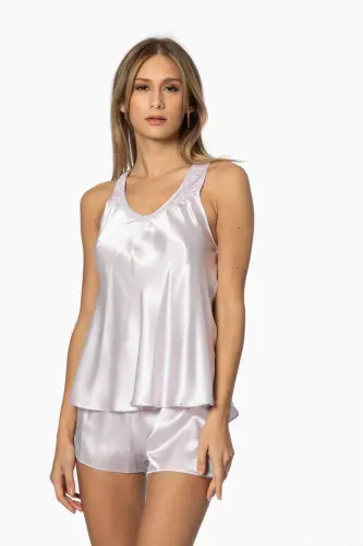Satin Nightgown Robe Pajama Set Shorts Set 6-Piece Bridal Trousseau Set - 6010 - 5