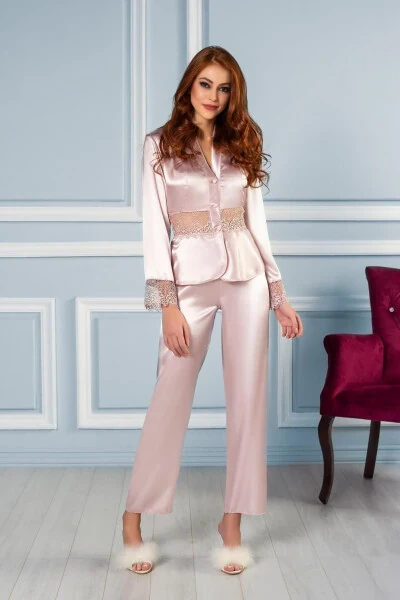 Satin Nightgown Robe Pajama Set Shorts Set 6-Piece Bridal Trousseau Set - 6040 - 5