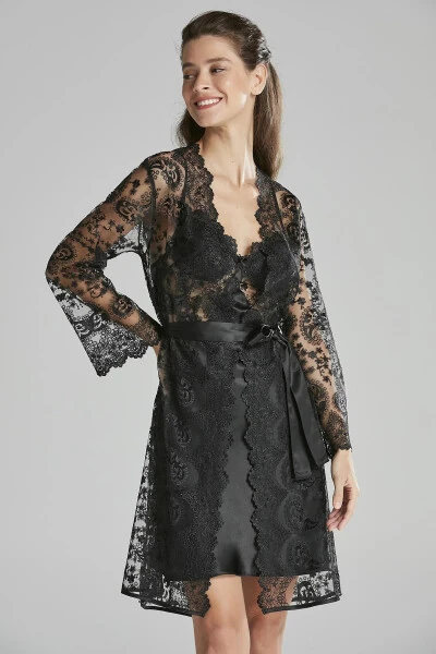 Satin Nightgown Robe Pajama Set Shorts Set 6-Piece Bridal Trousseau Set - 6225 - PIERRE CARDIN (1)