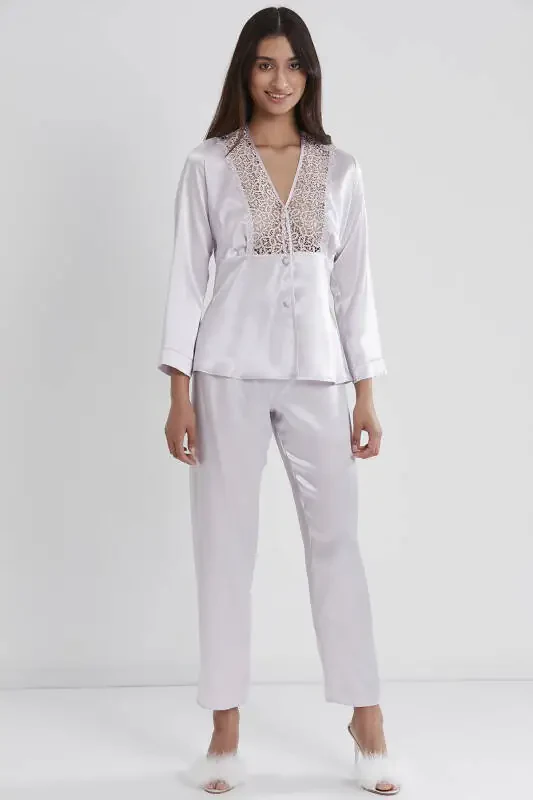 Satin Nightgown Robe Pajama Set Shorts Set 6-Piece Bridal Trousseau Set - 6955 - 7