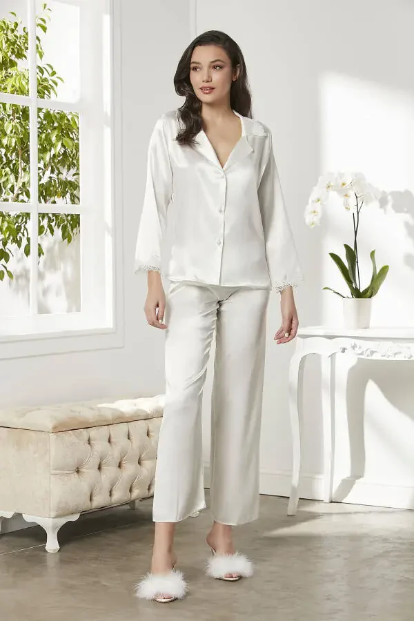 Satin Nightgown Robe Pajama Set Shorts Set 6-Piece Bridal Trousseau Set - 6965 - 7