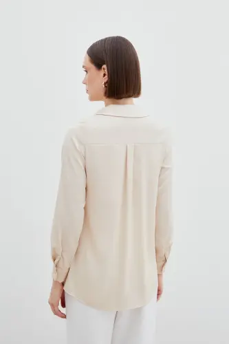 Satin Shirt - Beige-BEIGE - 7