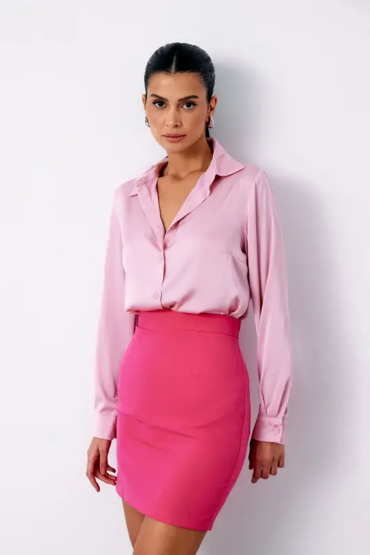 Satin Shirt - Pink - PINK - 4