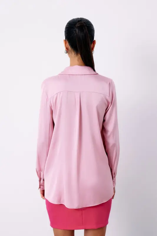 Satin Shirt - Pink - PINK - 8