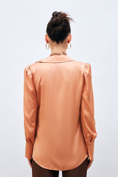 Satin Shirt with Frills - SALMON - 7