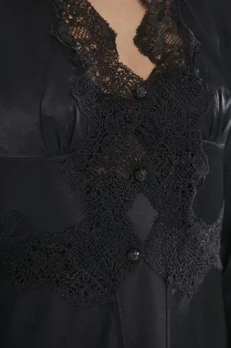 Satin Six-Piece Bridal Dowry Set - 6335 Black-Black - 3