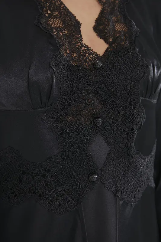 Satin Six-Piece Bridal Dowry Set - 6335 Black-Black - 2