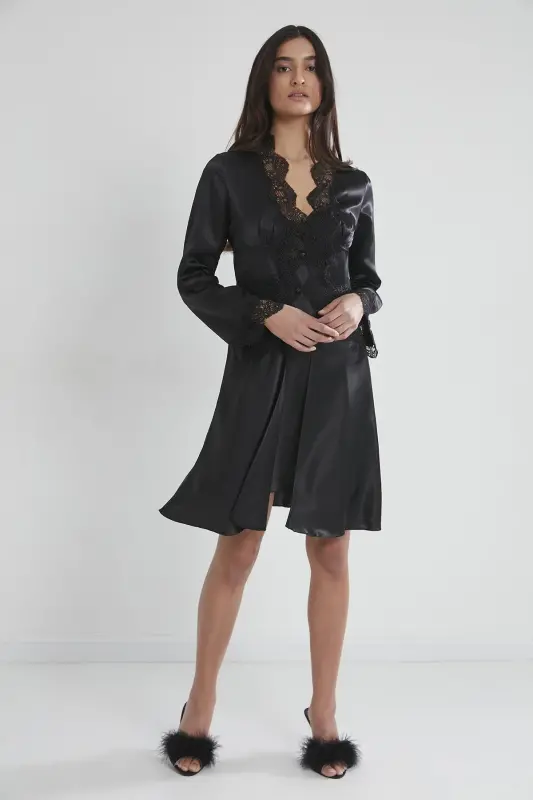 Satin Six-Piece Bridal Dowry Set - 6335 Black-Black - 5