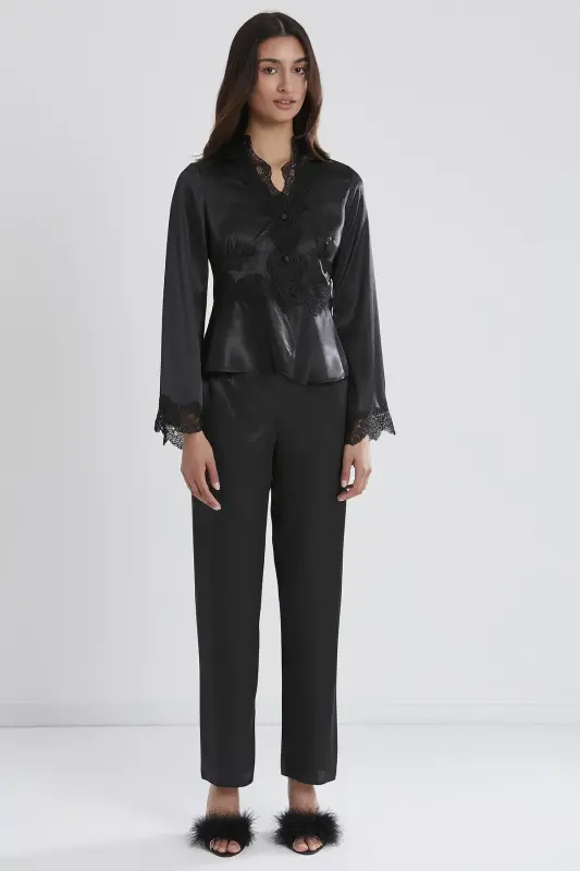 Satin Six-Piece Bridal Dowry Set - 6335 Black-Black - 8