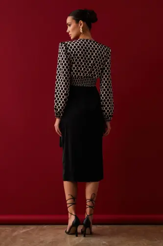 Satin Skirt with Slit - Black - 5