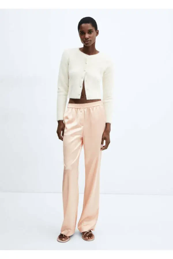 Satin Trousers with Elastic Waist - 2