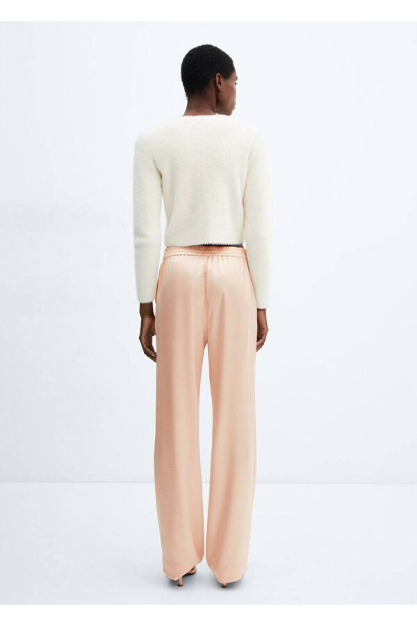 Satin Trousers with Elastic Waist - 4