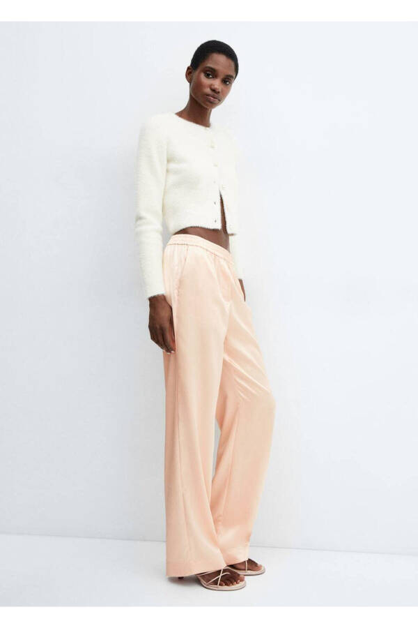 Satin Trousers with Elastic Waist - 5