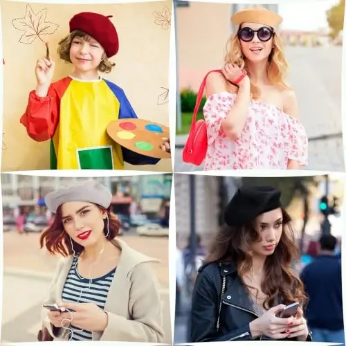 SATINIOR 10 Pcs French Beret Hats Wholesale Beret Hat | Artificial Wool, Polyester Beret Hat, Church Hats for Women Adults, Artist Hat, French Style, Lightweight - 4