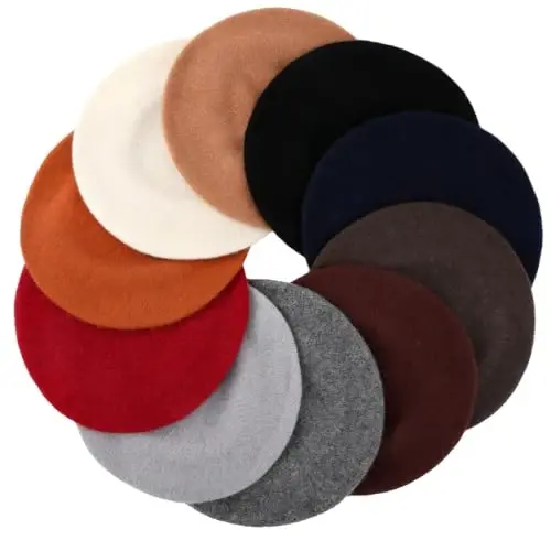 SATINIOR 10 Pcs French Beret Hats Wholesale Beret Hat | Artificial Wool, Polyester Beret Hat, Church Hats for Women Adults, Artist Hat, French Style, Lightweight - 5