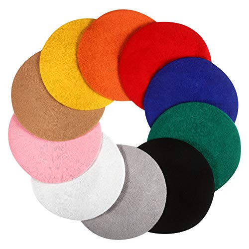 SATINIOR 10 Piece Artificial Wool Beret for Woman, Artist Hat, French Style Beret Polyester Beret Hat Set - 12