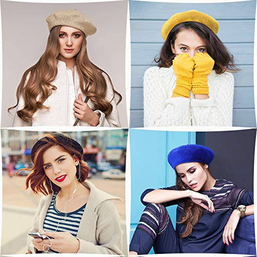 SATINIOR 10 Piece Artificial Wool Beret for Woman, Artist Hat, French Style Beret Polyester Beret Hat Set - 6