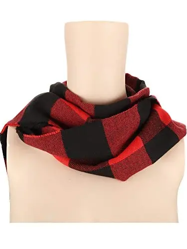 SATINIOR 2 Pcs Women Buffalo Plaid Scarf Winter Buffalo Check Scarves Warm Blanket Scarf Plaid Wrap Shawl - 6