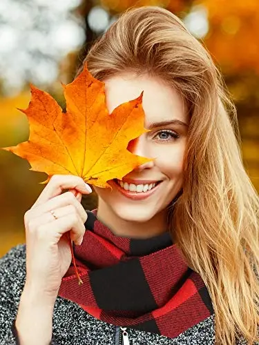 SATINIOR 2 Pcs Women Buffalo Plaid Scarf Winter Buffalo Check Scarves Warm Blanket Scarf Plaid Wrap Shawl - 3