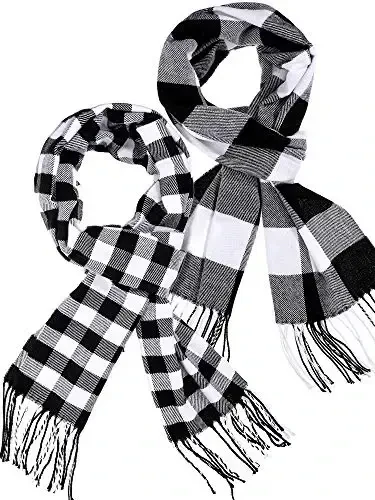 SATINIOR 2 Pieces Women Buffalo Plaid Scarf Winter Buffalo Check Scarves Warm Blanket Scarf Plaid Wrap Shawl - MODAZONE