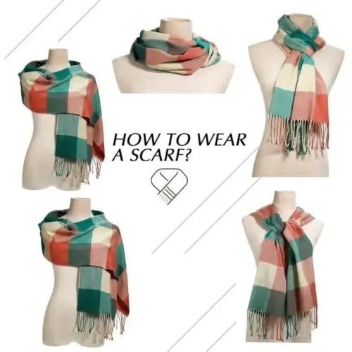 SATINIOR 2 Pcs Women Buffalo Plaid Scarf | Fall Winter Soft Warm Scarves, 100% Polyester, Classic Tartan, with Tassel Edge, for Women Man Daily Wear Gift 12 x 75 Inch - 4