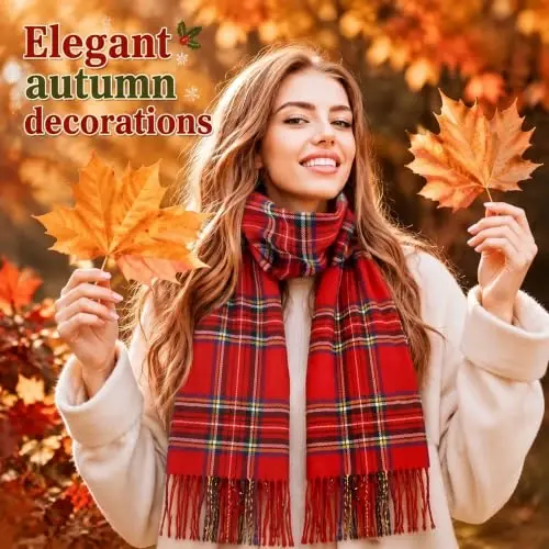 SATINIOR 2 Pcs Women Buffalo Plaid Scarf | Fall Winter Soft Warm Scarves, 100% Polyester, Classic Tartan, with Tassel Edge, for Women Man Daily Wear Gift 12 x 75 Inch - 4