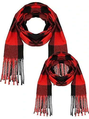 SATINIOR 2 Pcs Women Buffalo Plaid Scarf - SATINIOR