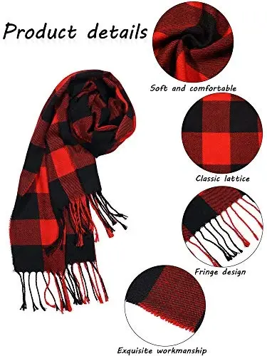 SATINIOR 2 Pcs Women Buffalo Plaid Scarf - 3