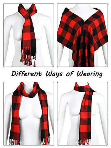 SATINIOR 2 Pcs Women Buffalo Plaid Scarf - 4