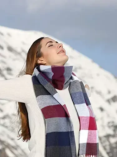 SATINIOR 2 Pieces Women Buffalo Plaid Scarf Winter Buffalo Check Scarves Warm Blanket Scarf Plaid Wrap Shawl - 2