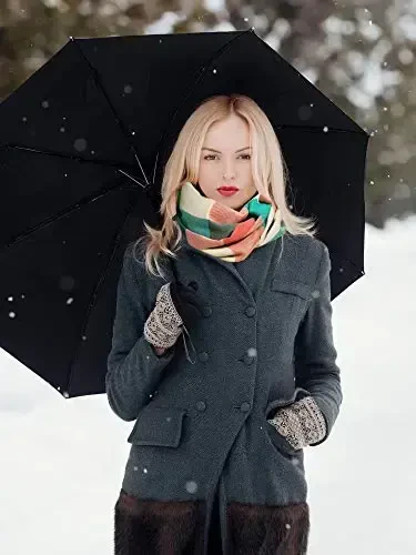 SATINIOR 2 Pieces Women Buffalo Plaid Scarf Winter Buffalo Check Scarves Warm Blanket Scarf Plaid Wrap Shawl - 7