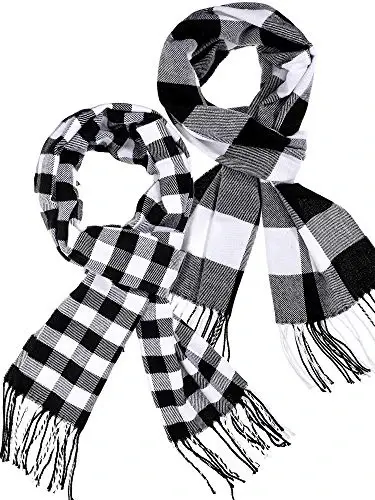 SATINIOR 2 Pieces Women Buffalo Plaid Scarf Winter Buffalo Check Scarves Warm Blanket Scarf Plaid Wrap Shawl 